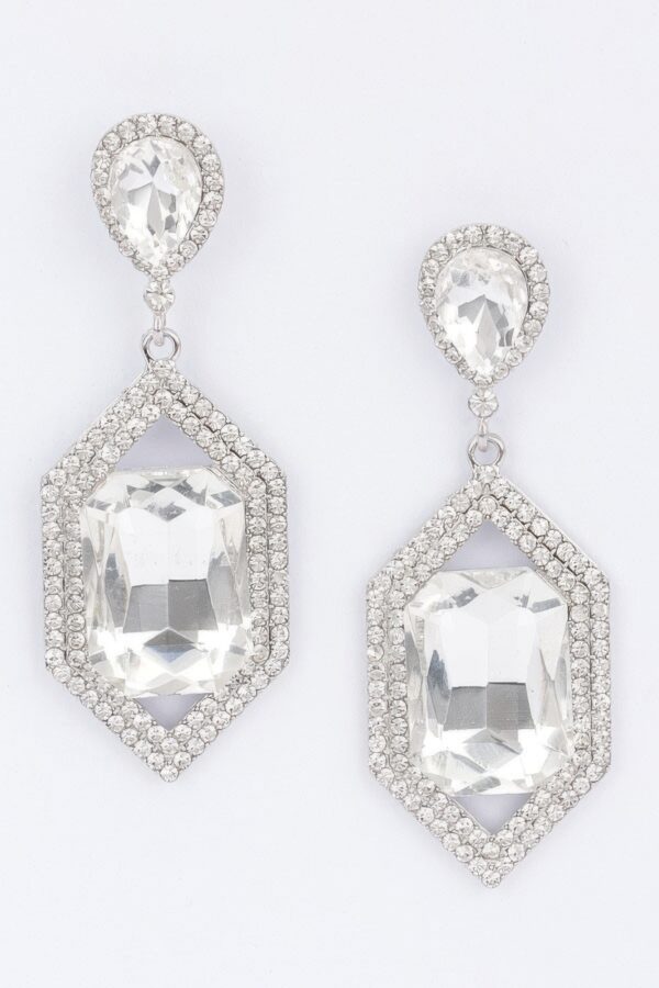 Rhinestone Drop Earrings with Crystal Center