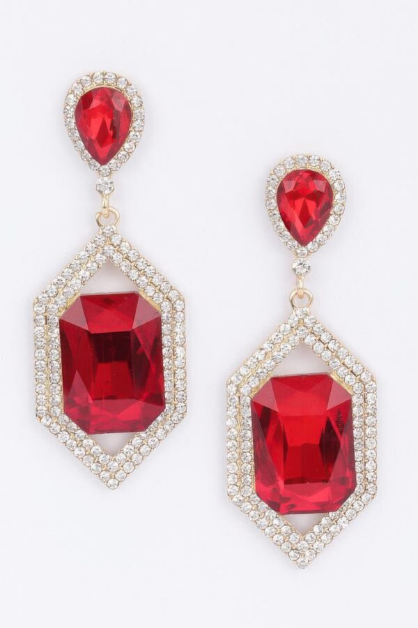 Rhinestone Drop Earrings with Crystal Center