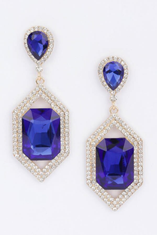 Rhinestone Drop Earrings with Crystal Center