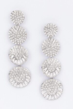 Radiant Circle Rhinestone Drop Earrings – Polished Tone
