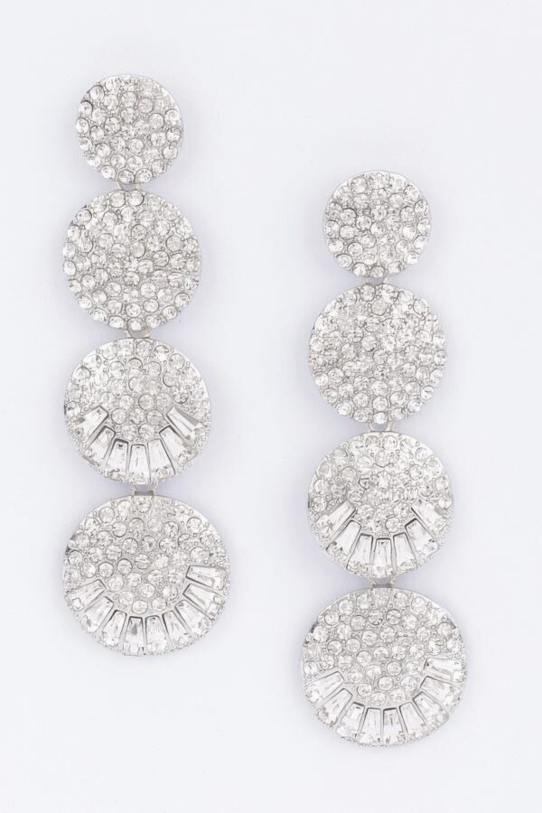 Radiant Circle Rhinestone Drop Earrings – Polished Tone