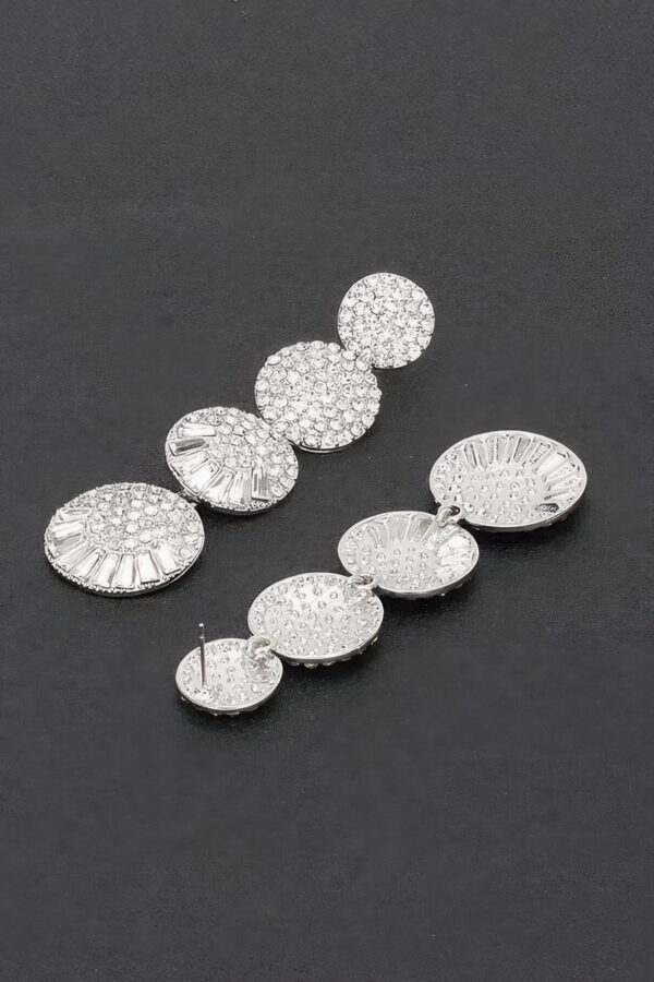 Radiant Circle Rhinestone Drop Earrings – Polished Tone
