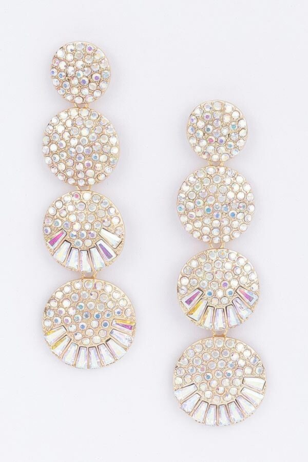 Radiant Circle Rhinestone Drop Earrings – Polished Tone