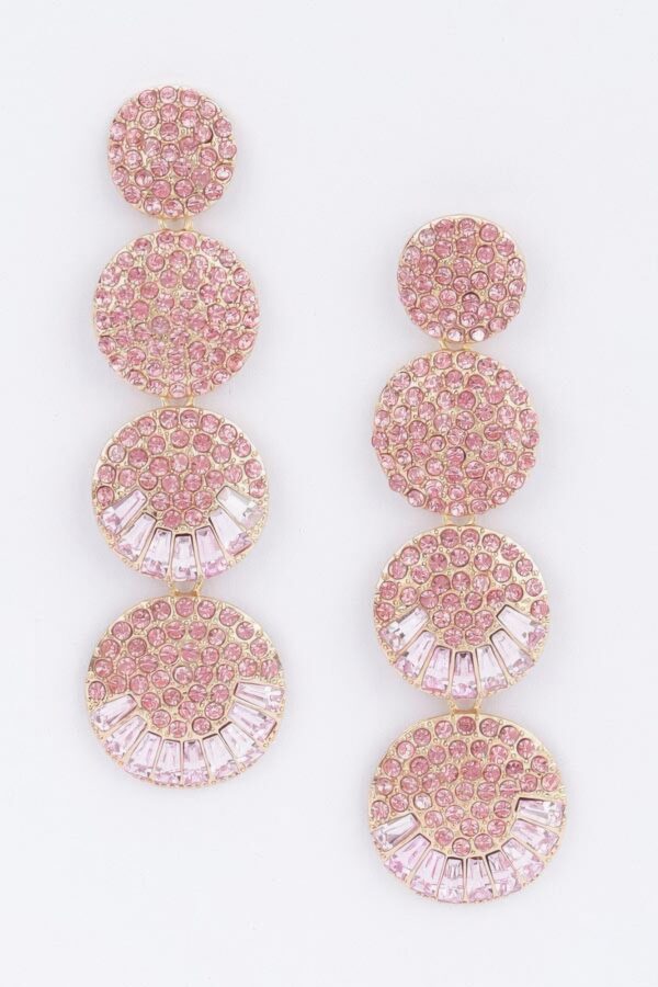 Radiant Circle Rhinestone Drop Earrings – Polished Tone