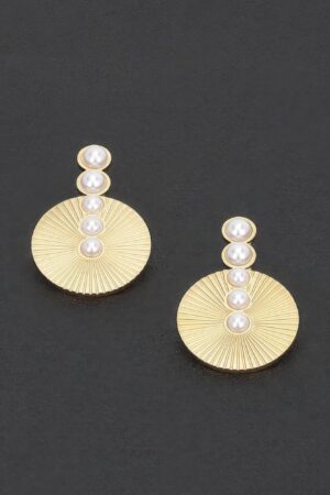 Faux Pearl Vintage Drop Earrings – Gold-Dipped Post