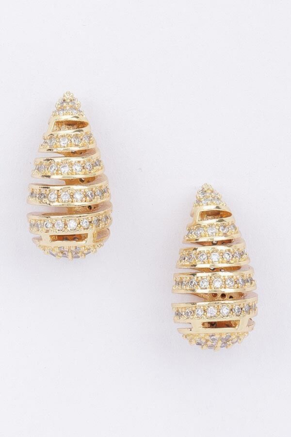 Teardrop Rhinestone Earrings in Metal Setting