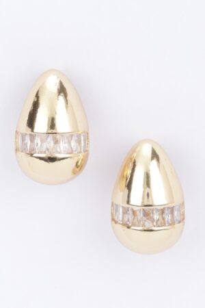 Gold-Tone Teardrop Earrings with Rhinestones