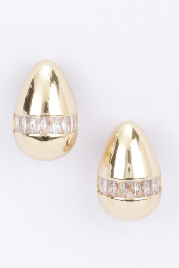 Gold-Tone Teardrop Earrings with Rhinestones