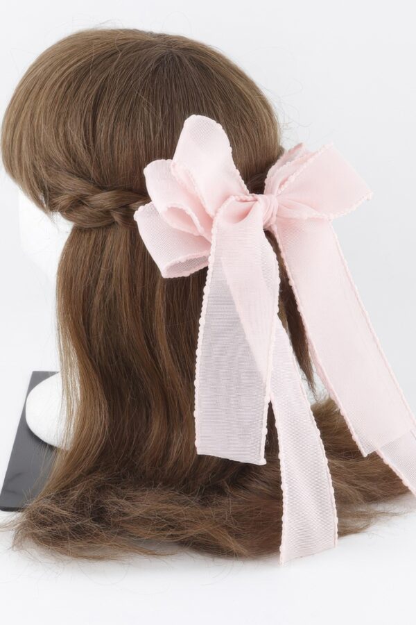Double-Layer Ribbon Hair Pin – Soft Fabric Bow
