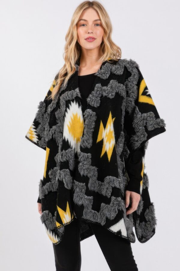 Fuzzy Aztec Kimono – Soft Open-Front Wrap