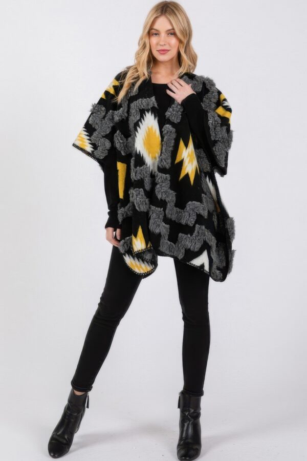 Fuzzy Aztec Kimono – Soft Open-Front Wrap