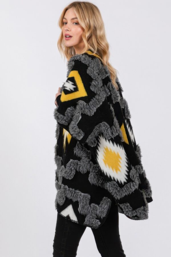 Fuzzy Aztec Kimono – Soft Open-Front Wrap