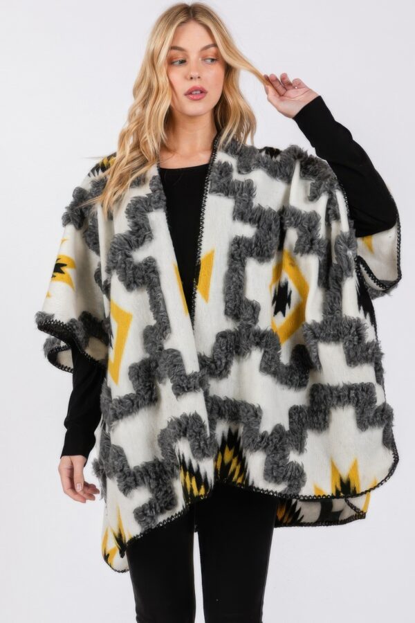 Fuzzy Aztec Kimono – Soft Open-Front Wrap