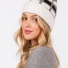 Color-Blocked Pom Pom Beanie – Plush Polyester Knit