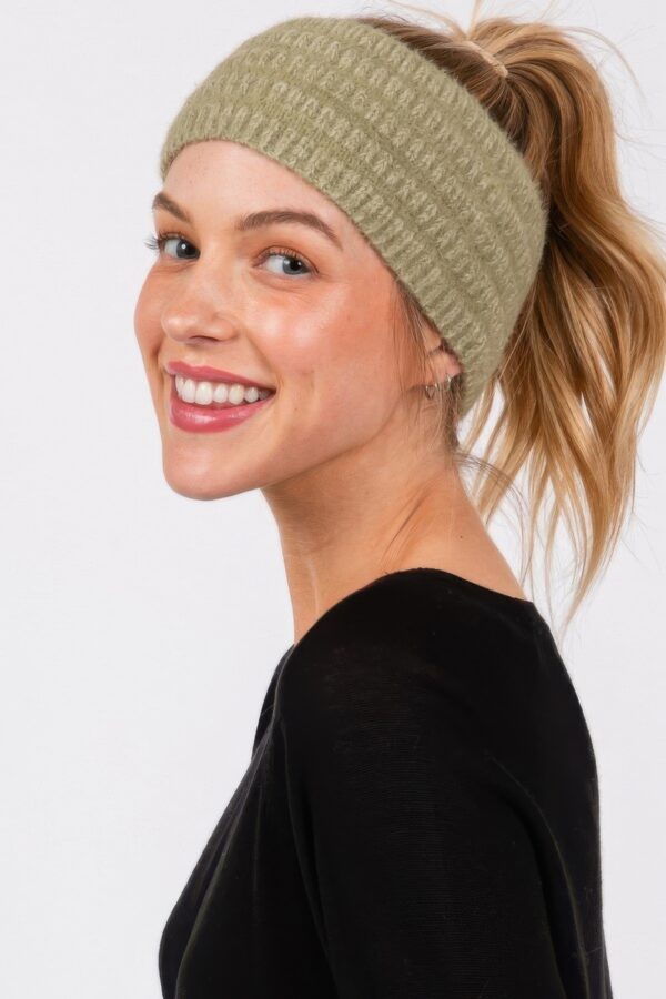Fuzzy Cable Knit Headband – Plush Nylon Ear Warmer