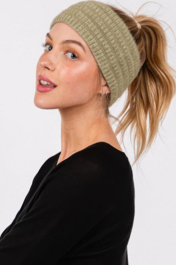 Fuzzy Cable Knit Headband – Plush Nylon Ear Warmer