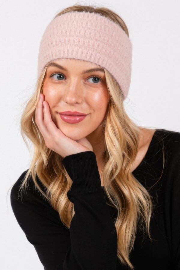 Fuzzy Cable Knit Headband – Plush Nylon Ear Warmer