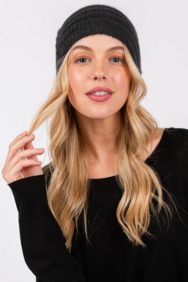 Fuzzy Cable Knit Headband – Plush Nylon Ear Warmer