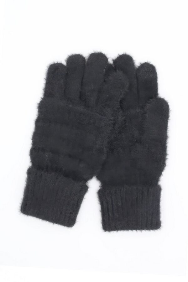 Fuzzy Cable Knit Smart-Touch Gloves – Plush Nylon