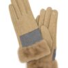 Two-Tone Stitch Faux-Fur Cuff Smart-Touch Gloves