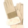 Two-Tone Stitch Faux-Fur Cuff Smart-Touch Gloves