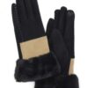 Two-Tone Stitch Faux-Fur Cuff Smart-Touch Gloves