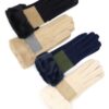 Two-Tone Stitch Faux-Fur Cuff Smart-Touch Gloves