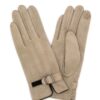 Faux Suede Band Smart-Touch Gloves with Buckle