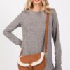Faux Fur-Trim Crossbody Bag with Adjustable Strap