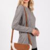 Faux Fur-Trim Crossbody Bag with Adjustable Strap