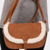 Faux Fur-Trim Crossbody Bag with Adjustable Strap