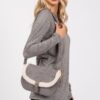 Faux Fur-Trim Crossbody Bag with Adjustable Strap
