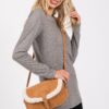 Faux Fur-Trim Crossbody Bag with Adjustable Strap