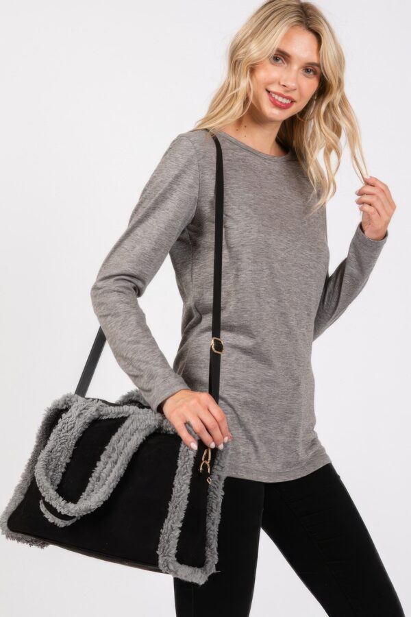 Fleece-Trim Tote & Convertible Crossbody Bag