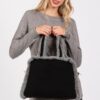 Fleece-Trim Tote & Convertible Crossbody Bag