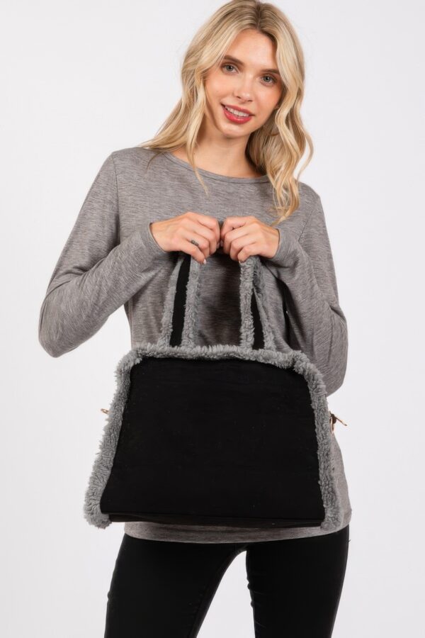 Fleece-Trim Tote & Convertible Crossbody Bag