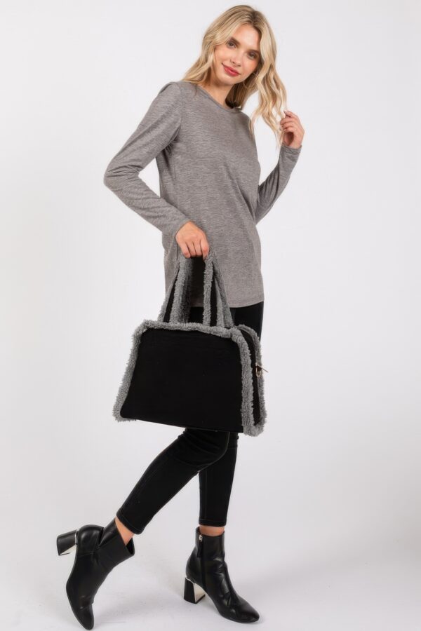 Fleece-Trim Tote & Convertible Crossbody Bag