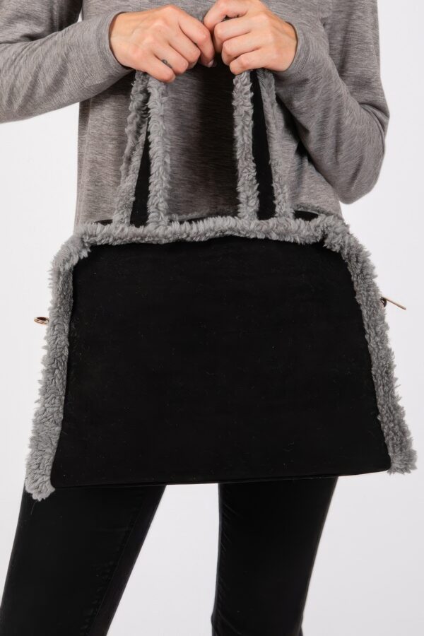 Fleece-Trim Tote & Convertible Crossbody Bag