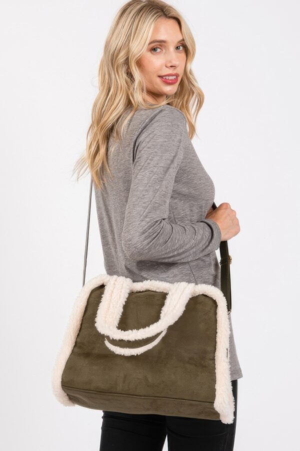 Fleece-Trim Tote & Convertible Crossbody Bag