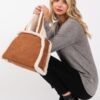 Fleece-Trim Tote & Convertible Crossbody Bag