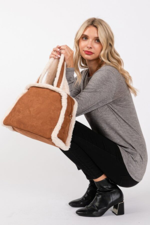 Fleece-Trim Tote & Convertible Crossbody Bag