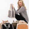 Fleece-Trim Tote & Convertible Crossbody Bag