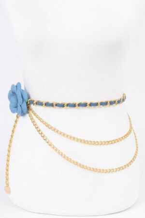 Floral Double-Layer Metal Chain Belt – 46″ Length