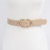 Braided Embossed Belt with Double Round Buckles