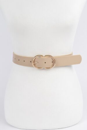 Braided Embossed Belt with Double Round Buckles