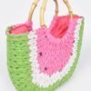 Watermelon Crochet Handbag with Bamboo Handle