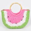 Watermelon Crochet Handbag with Bamboo Handle