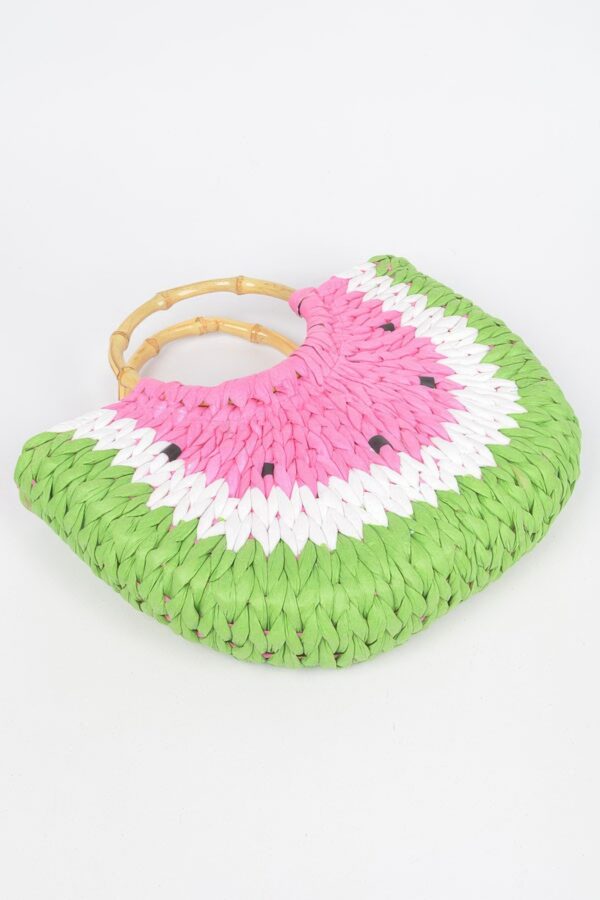 Watermelon Crochet Handbag with Bamboo Handle