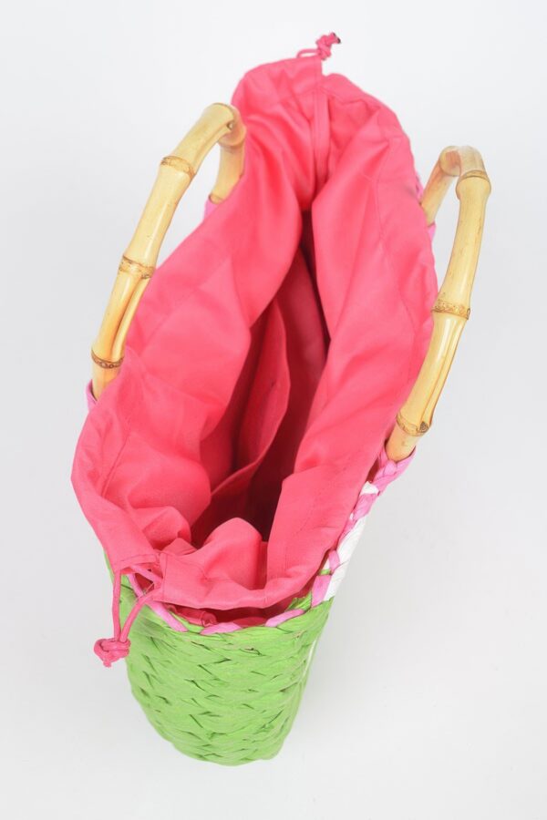 Watermelon Crochet Handbag with Bamboo Handle