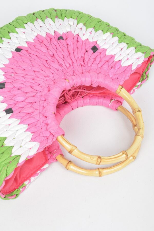 Watermelon Crochet Handbag with Bamboo Handle
